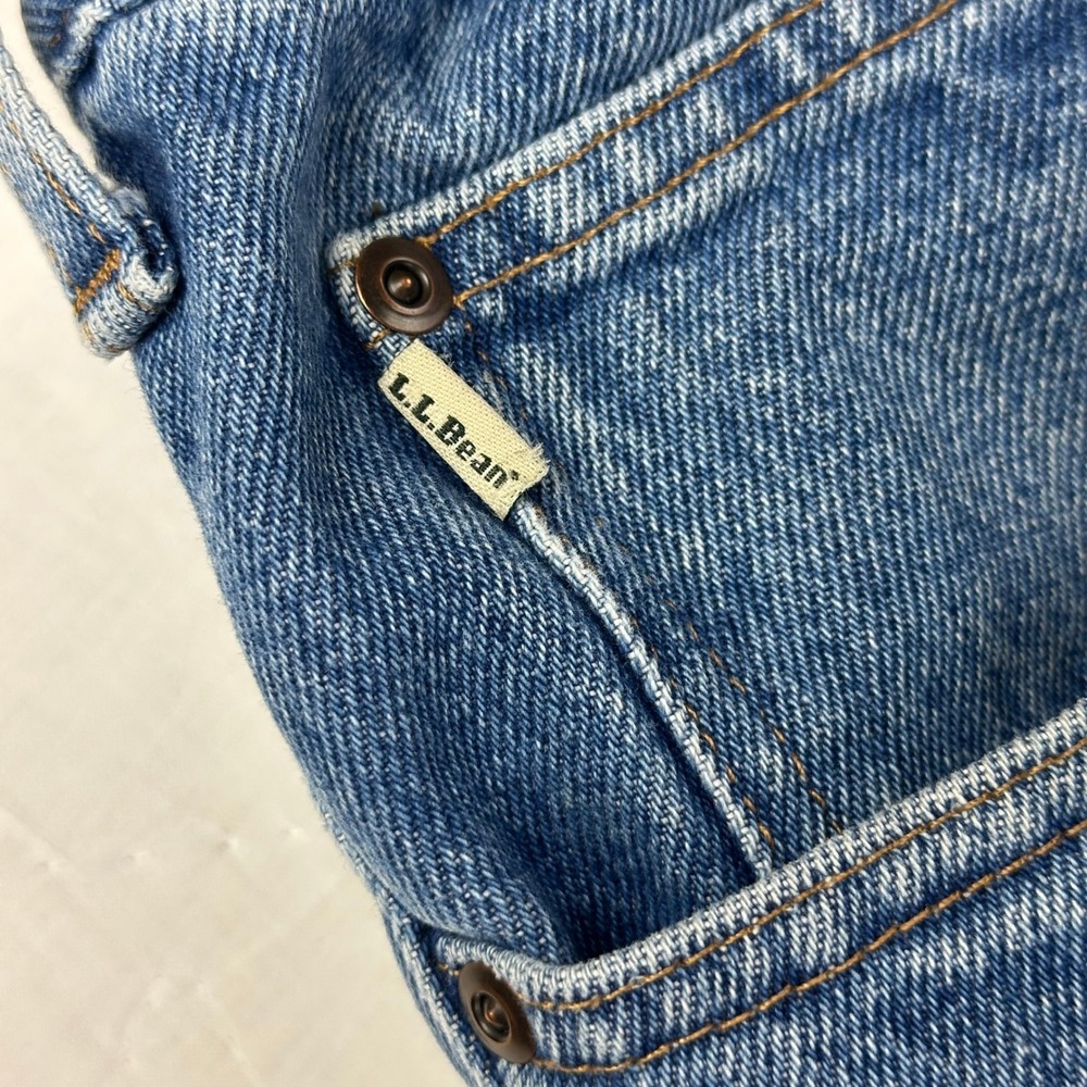 LL Bean Flannel Lined Jeans Mens Comfort Waist 42x29‎ Blue Relaxed Straight Y2K - Picture 9 of 13